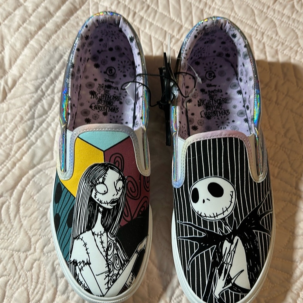 Womens Disney Nightmare Before Christmas Low Top Slip-on Sneakers, size 8, NWT